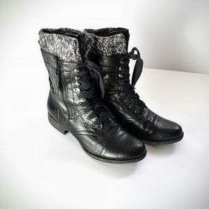 Steve Madden Combat Sweater top Boots Black